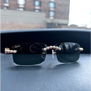 Detroit style cartier glasses with real moissanite diamonds